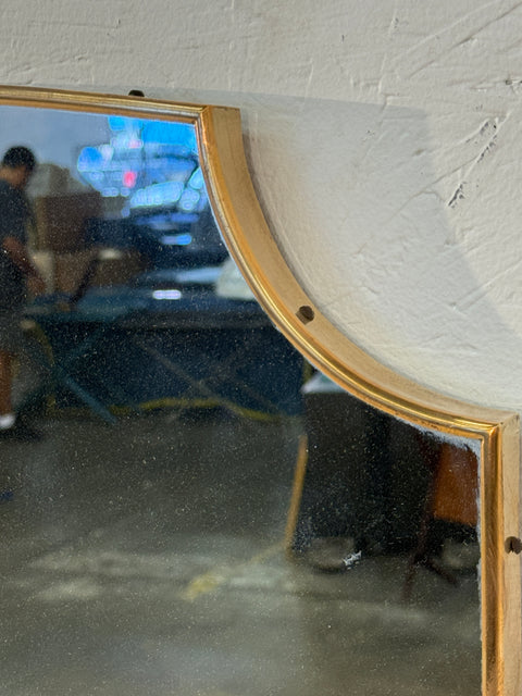 Shield-Shaped Wall Mirror with Brass Frame, Italy 1950s