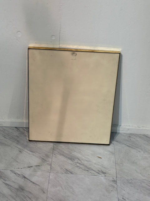 Rare Rectangular Wall Mirror with Solid Brass Frame, Italy 1950s