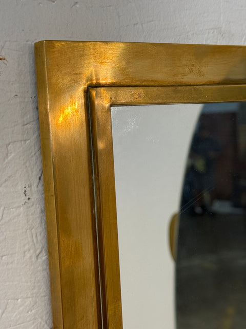 Mid Century  Brass-Framed Wall Mirror, Italy 1950s