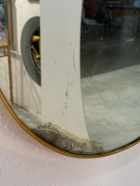 Italian Shield-Shaped Wall Mirror with Brass, 1960s