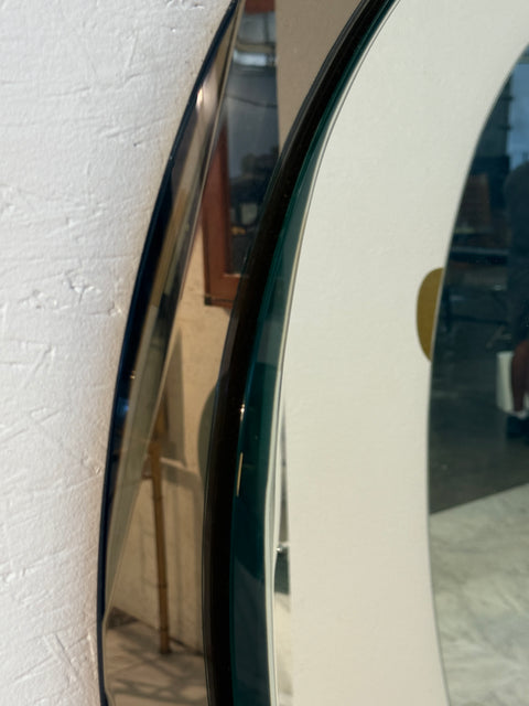 Italian Oval Mirror with Smoked Glass Frame, 1970s