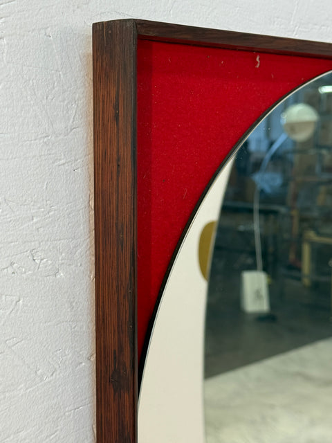 Mid-Century Square Mirror with Red Backing, Italy 1970s
