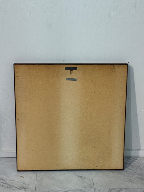 Mid-Century Square Mirror with Red Backing, Italy 1970s