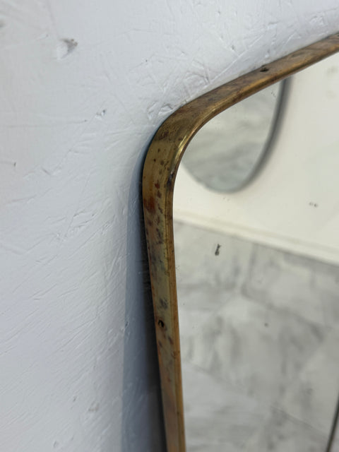 Italian Full-Length Rectangular Brass Mirror, 1950s