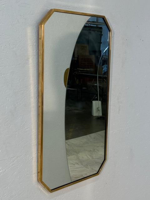 Italian Hexagonal Brass-Framed Wall Mirror, 1950s