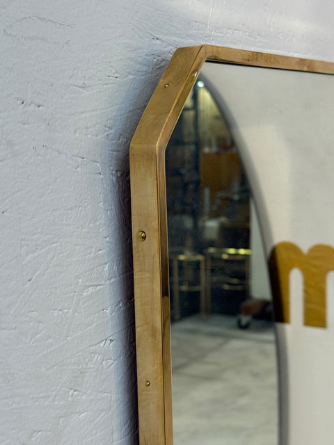 Italian Hexagonal Brass-Framed Wall Mirror, 1950s