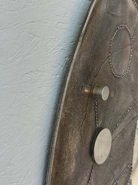 Italian Brutalist Round Mirror with Sculpted Metal Frame, 1970s