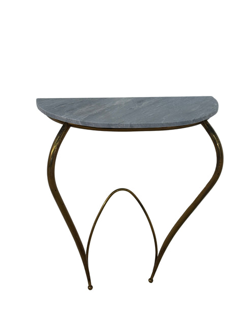 Italian Console Table with Marble Top and Brass Base, 1950s