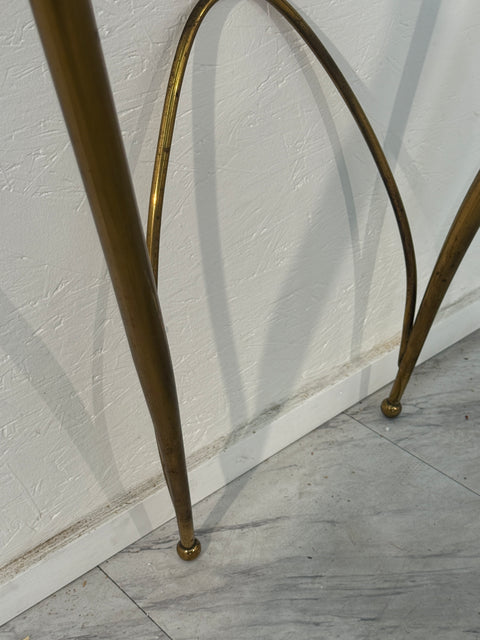 Italian Console Table with Marble Top and Brass Base, 1950s