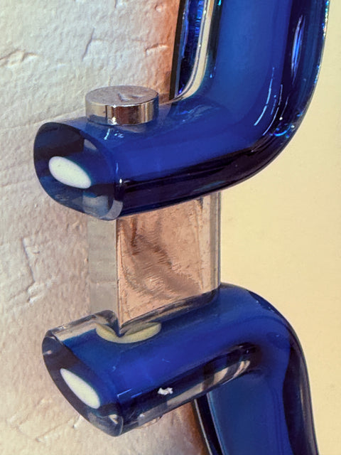 Italian Oval Mirror with Sculptural Blue Frame, 1980s