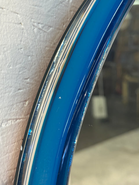 Italian Oval Mirror with Sculptural Blue Frame, 1980s