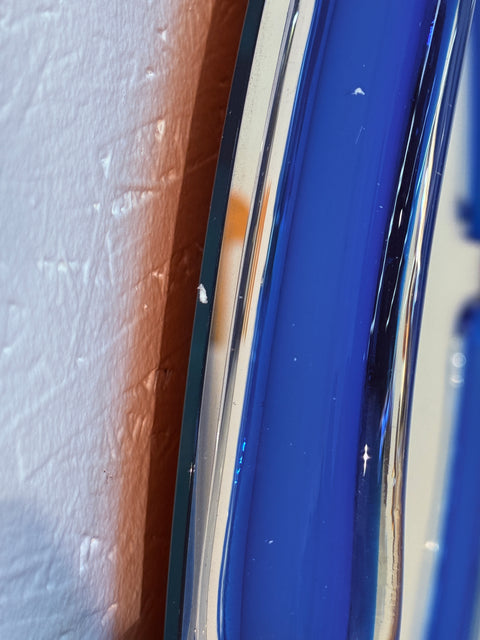 Italian Oval Mirror with Sculptural Blue Frame, 1980s