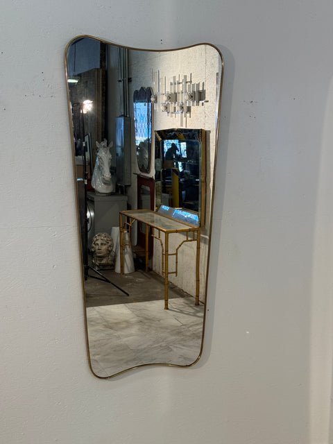 Italian Curvilinear Brass Mirror, 1950s