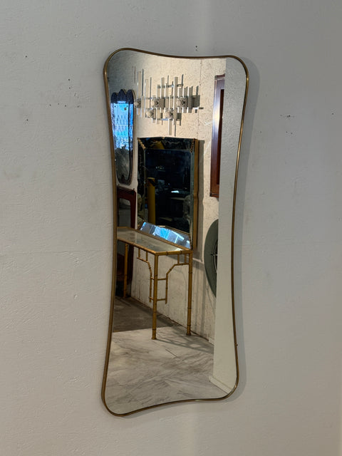 Italian Large Brass Framed Wall Mirror, 1950s