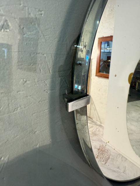 Fontana Arte Round Mirror with Smoked Glass Frame, 1960s