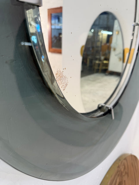 Fontana Arte Round Mirror with Smoked Glass Frame, 1960s