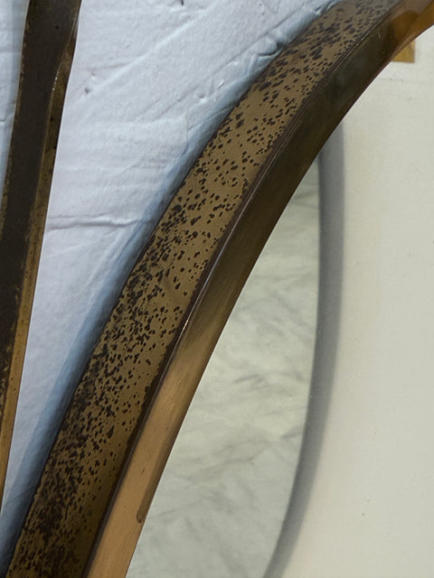 Italian Neoclassical Oval Mirror with Brass Bow and Ribbon Detail, 1950s