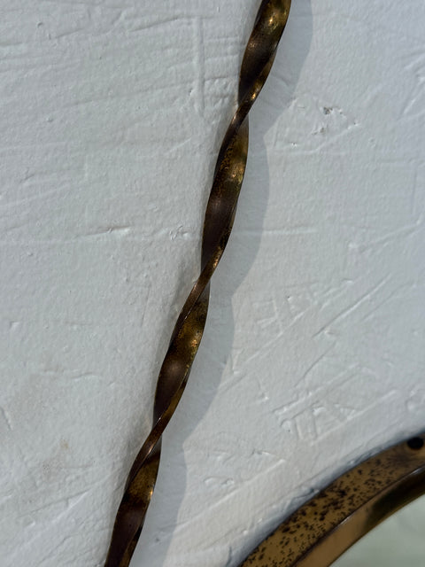Italian Neoclassical Oval Mirror with Brass Bow and Ribbon Detail, 1950s