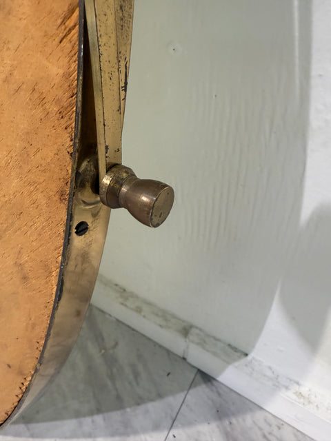 Italian Neoclassical Oval Mirror with Brass Bow and Ribbon Detail, 1950s