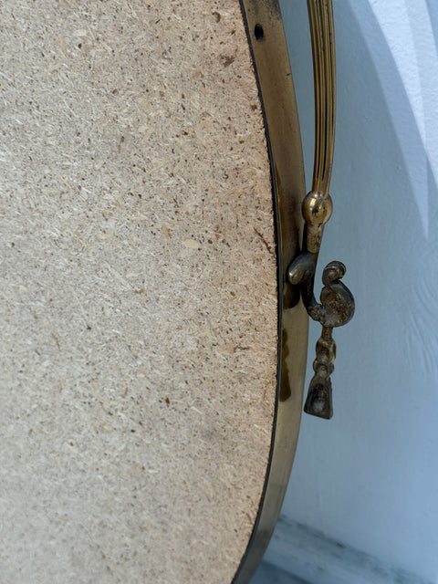 Italian Neoclassical Oval Mirror with Brass Ribbon and Tassel Detailing, 1950s