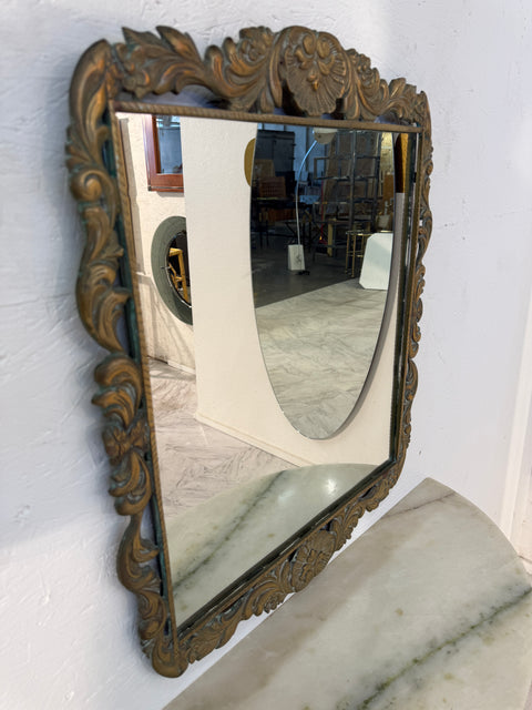 Italian Rococo Revival Mirror and Console Set with Marble Top, 1950s