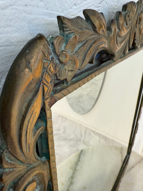 Italian Rococo Revival Mirror and Console Set with Marble Top, 1950s