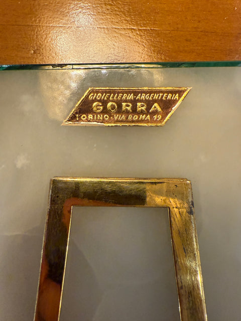 Malachite Picture Frame by Gorra, Gilt Metal, 1950s–1960s