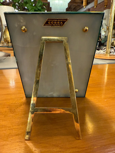 Malachite Picture Frame by Gorra, Gilt Metal, 1950s–1960s