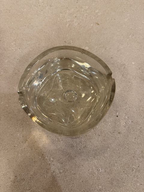 Italian Mid-Century Thick Clear Glass Ashtray, Murano Style, 1960s–1970s