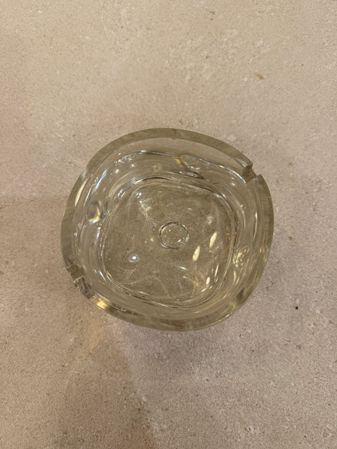Italian Mid-Century Thick Clear Glass Ashtray, Murano Style, 1960s–1970s