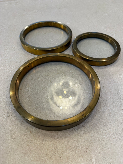 Set of Three Graduated Brass and Glass Trays, Italy, 1970s
