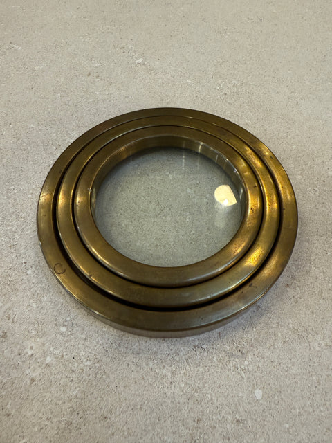 Set of Three Graduated Brass and Glass Trays, Italy, 1970s