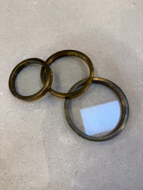 Set of Three Graduated Brass and Glass Trays, Italy, 1970s