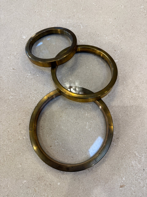 Set of Three Graduated Brass and Glass Trays, Italy, 1970s