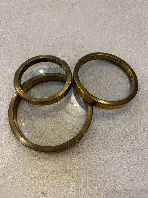 Set of Three Graduated Brass and Glass Trays, Italy, 1970s