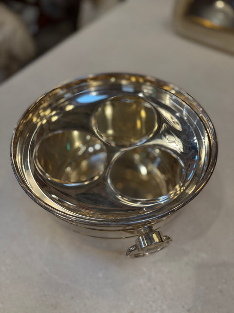 Vintage Italian Ice Bucket with Three-Compartment Insert, 1970s