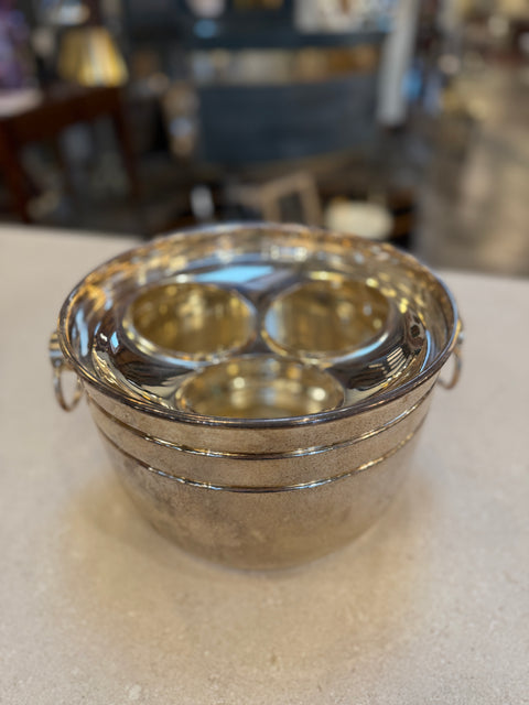 Vintage Italian Ice Bucket with Three-Compartment Insert, 1970s