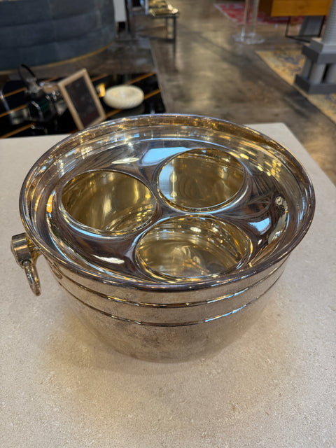 Vintage Italian Ice Bucket with Three-Compartment Insert, 1970s