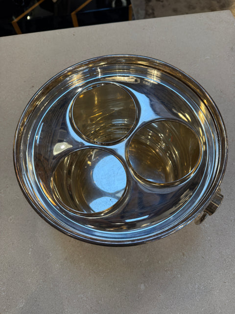 Vintage Italian Ice Bucket with Three-Compartment Insert, 1970s