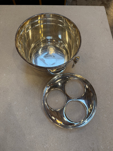 Vintage Italian Ice Bucket with Three-Compartment Insert, 1970s