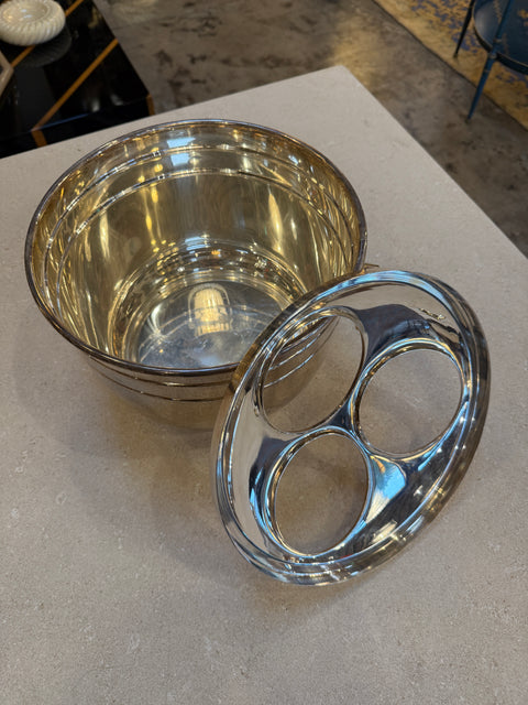 Vintage Italian Ice Bucket with Three-Compartment Insert, 1970s