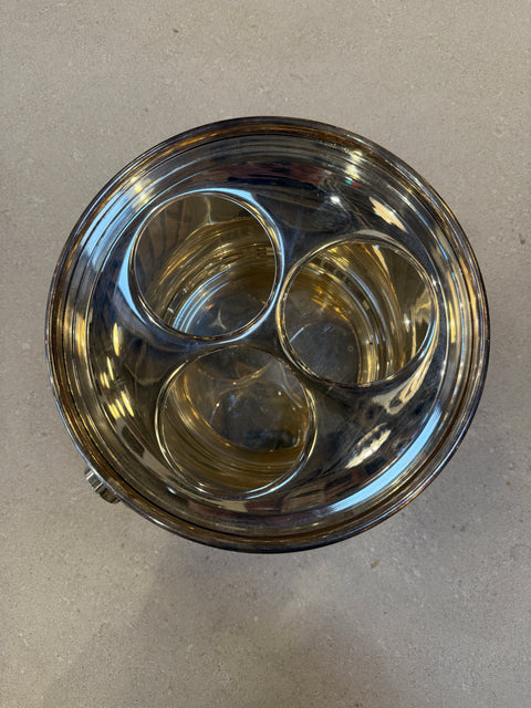 Vintage Italian Ice Bucket with Three-Compartment Insert, 1970s