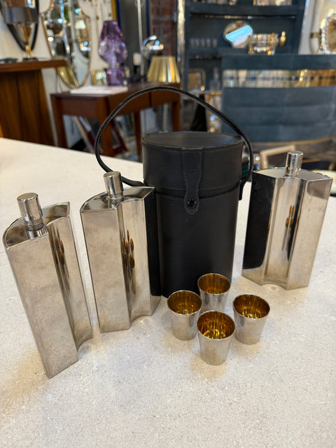 Travel Bar Set with Flasks, and Cups, 1970s
