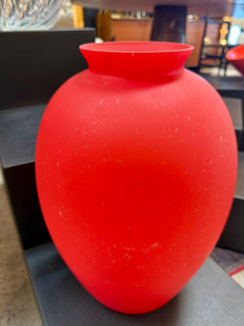 Red Satin Glass Vase – Handblown Italian Art Glass