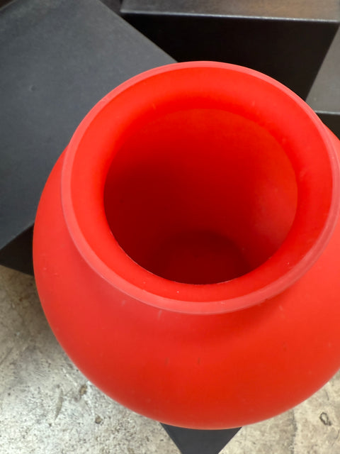 Red Satin Glass Vase – Handblown Italian Art Glass
