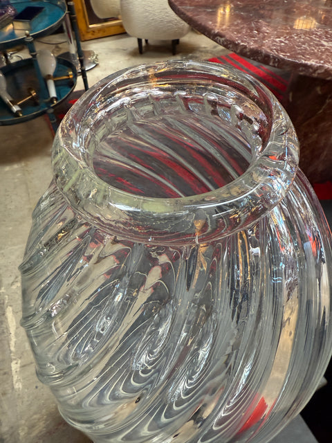 Handblown Glass Vase with Spiral Twist Design