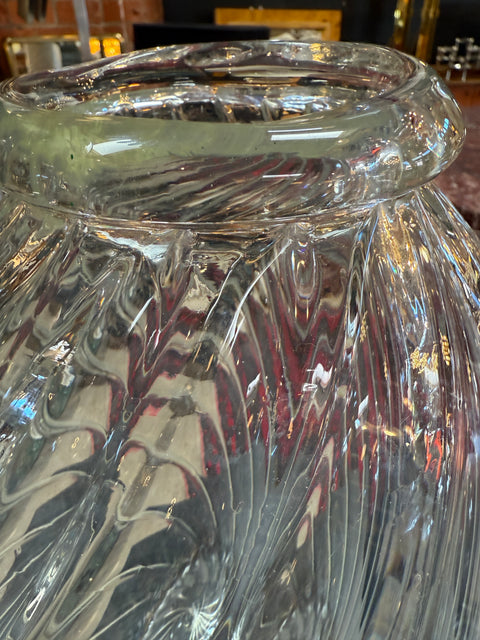 Handblown Glass Vase with Spiral Twist Design