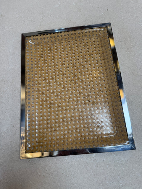 Italian Chrome and Cane Tray,1970s