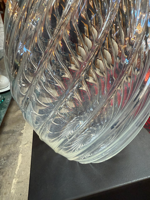 Handblown Glass Vase with Spiral Twist Design