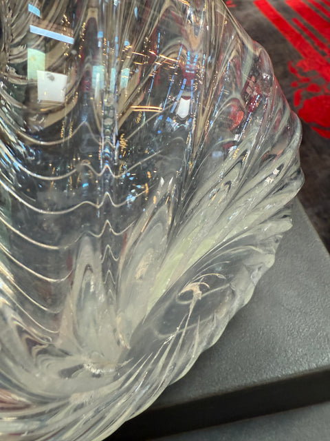 Handblown Glass Vase with Spiral Twist Design